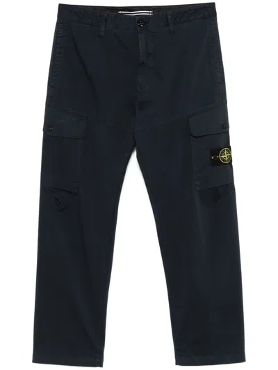 STONE ISLAND NAVY BLUE LOGO CARGO PANTS