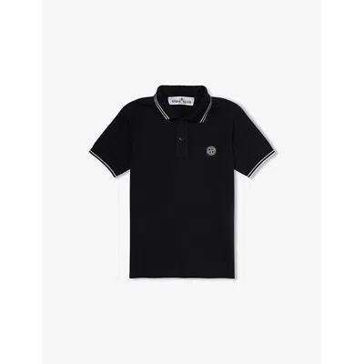Stone Island Kids' Logo-patch Short-sleeve Stretch-cotton Polo Shirt 2-12 Years Navy Blu In Navy Blue