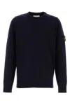 Stone Island Lightweight Wool Crew Neck Pullover In Blue