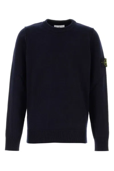 STONE ISLAND NAVY BLUE LOGO SWEATER