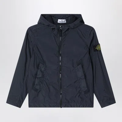 Stone Island Kids' Navy Blue Nylon Zip-up Jacket