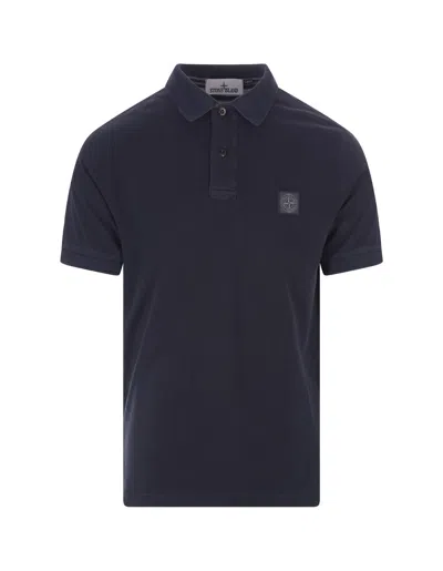 STONE ISLAND NAVY BLUE PIGMENT DYED SLIM FIT POLO SHIRT