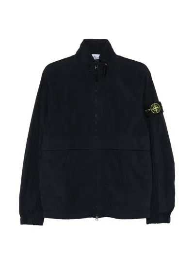 Stone Island Navy Blue Polyamide Jacket In Black