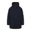 Stone Island Navy Blue Polyester Long Parka In Black