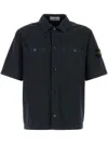 Stone Island Navy Blue Short-sleeve Shirt With Classic Collar And Button Fastening
