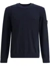 Stone Island Navy Blue Sleeve Logo Patch Sweater In Blue