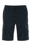 Stone Island Cotton Bermuda Shorts Featuring Cargo Pockets In Blue