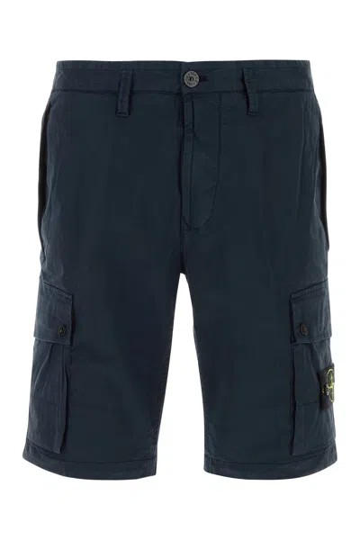Stone Island Navy Blue Stretch Cotton Bermuda Shorts