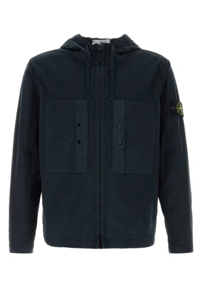 STONE ISLAND NAVY BLUE STRETCH COTTON JACKET