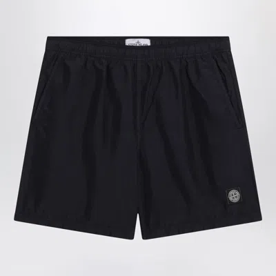 Stone Island Navy Blue Swim Shorts With Logo Patch Men