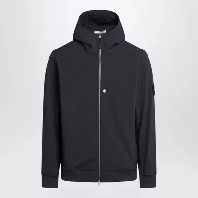 Stone Island Navy Blue Technical Fabric Jacket Men In Black