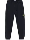 Stone Island Navy Blue Trousers With Elasticated Drawstring In Black