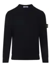 Stone Island Round-neck Jumper With Embossed Stitching In Black