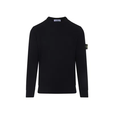 STONE ISLAND STONE ISLAND NAVY BLUE VIRGIN WOOL PULLOVER