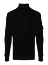 Stone Island Ribbed Knit Sweater With Logo Patch In Black