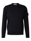 Stone Island Lightweight Wool Crew Neck Pullover In Blue