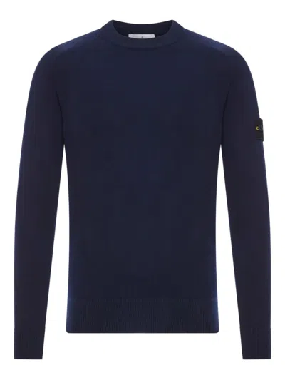 STONE ISLAND NAVY BLUE WOOL CREWNECK PULLOVER