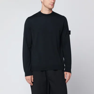 Stone Island Navy Blue Wool Crewneck Sweater