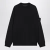 Stone Island Navy Blue Wool Crewneck Sweater In Black