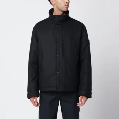 Stone Island Navy Blue Wool Flannel Jacket