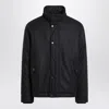 Stone Island Navy Blue Wool Flannel Jacket In Black