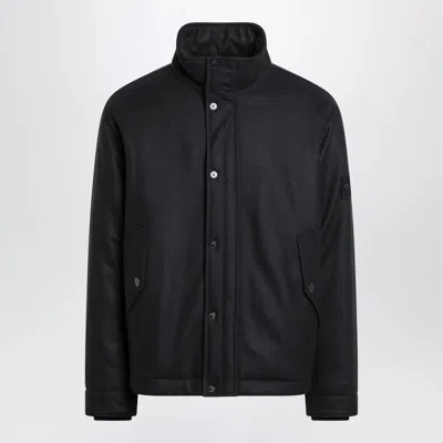 STONE ISLAND STONE ISLAND  NAVY BLUE WOOL FLANNEL JACKET
