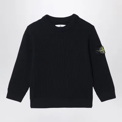 Stone Island Kids' Navy Blue Wool Jumper