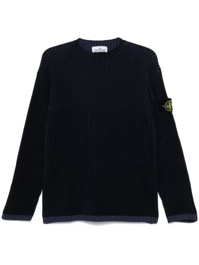 Stone Island Navy Blue Wool Sweater