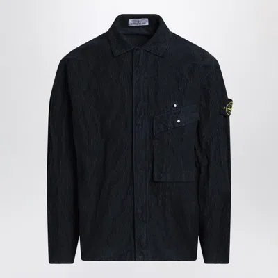 Stone Island Navy Corduroy Shirt In Blue