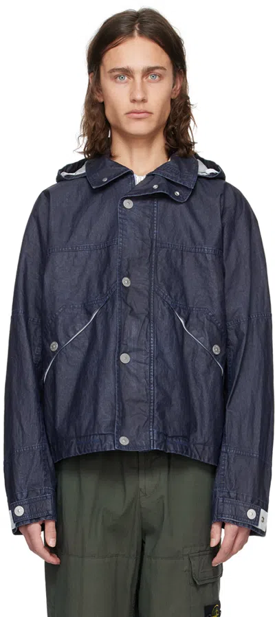 Stone Island Navy Detachable Hood Jacket In V0027 Royal Blue