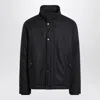 Stone Island Navy Blue Wool Flannel Jacket In Black
