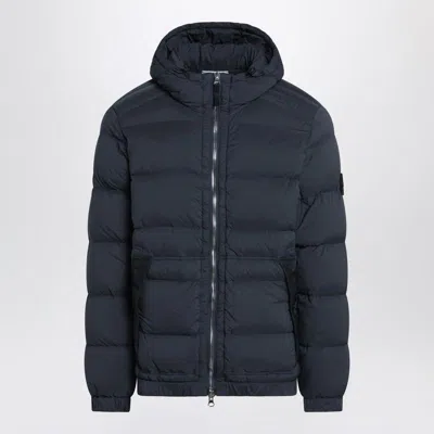Stone Island Navy Hooded Puffer Jacket In Blue