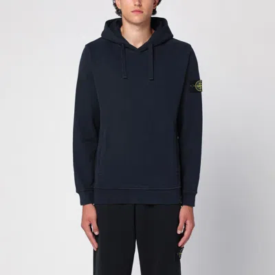 Stone Island Navy Hooded Sweatshirt In Blue