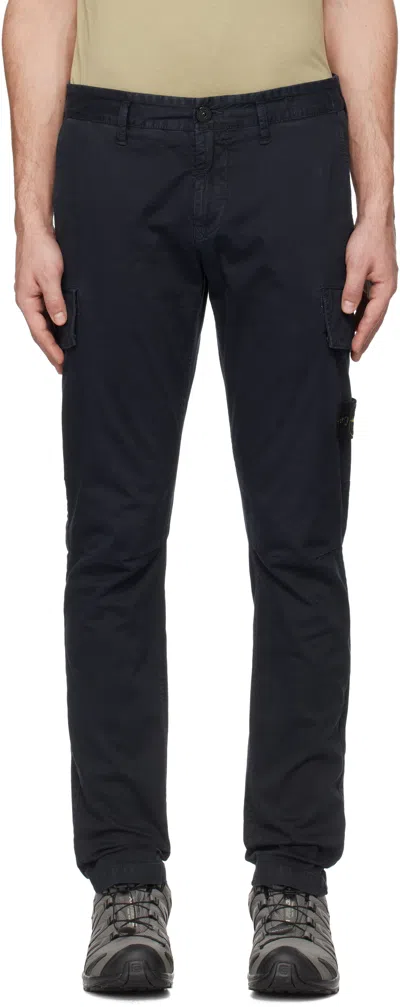 Stone Island Navy Organic Broken Twill 'old' Cargo Pants In A0120 Navy Blue