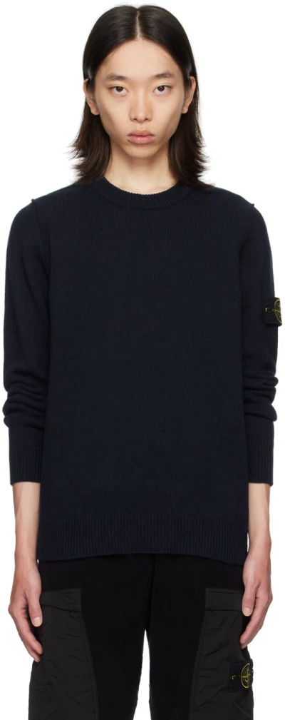 Stone Island Navy Patch Sweater In A0020 Navy Blue