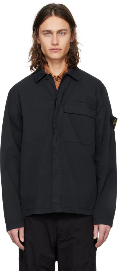 Stone Island Navy Regular Fit Overshirt Jacket In V0020 Navy Blue