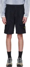 Stone Island Navy Stretch Cotton Tela Paracadute Shorts In V0020 Navy Blue