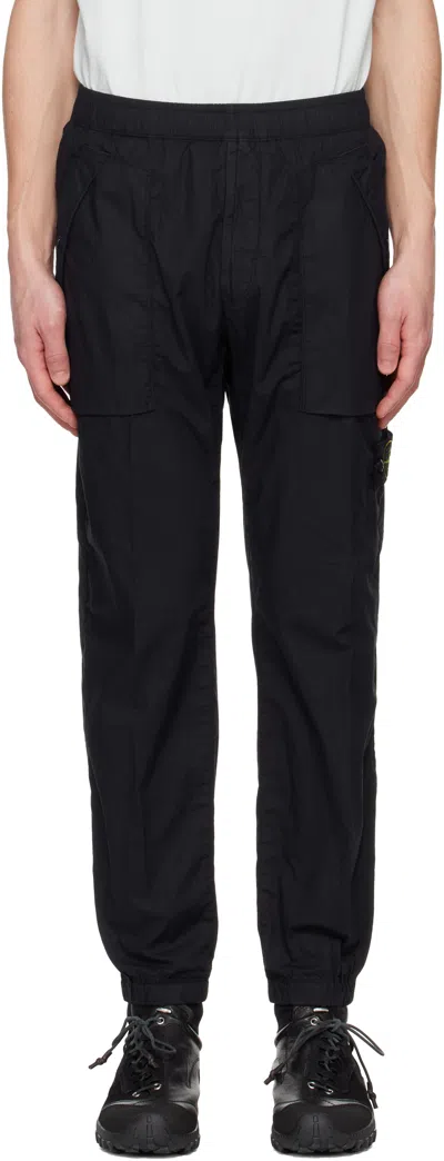 Stone Island Navy Stretch Cotton Tela Paracadute Sweatpants In V0020 Navy Blue