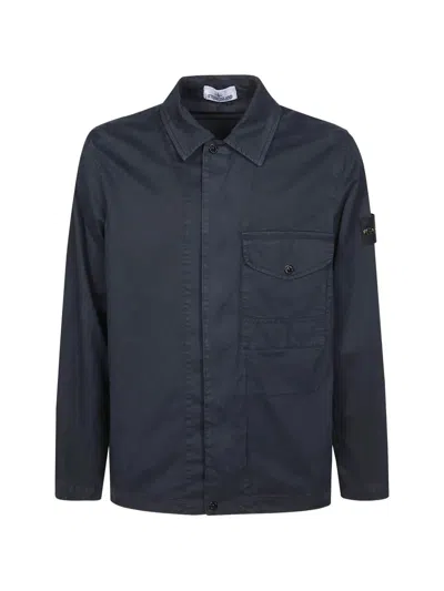 Stone Island Navyblue Cotton Elastane Shirt