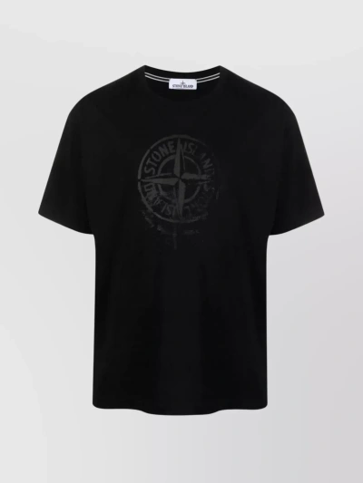 Stone Island Neckline Ribbed Crew T-shirt In Black