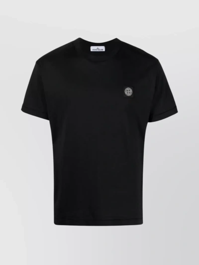 Stone Island Neckline Ribbed Crew T-shirt In Black