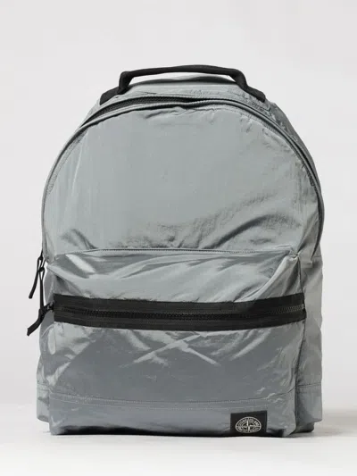 Stone Island Nylon Backpack With Adjustable Shoulder Straps And Compass Logo Patch In Gray