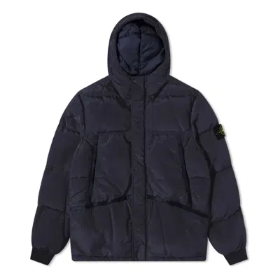 Stone Island Nylon Badge Logo Down Jacket 'ink' In Blue