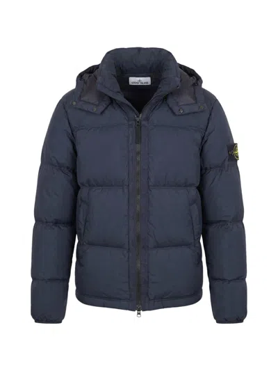 Stone Island Logo Nylon Blouson Jacket In Blue