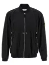 Stone Island Black Bomber Jacket With Front Zip Closure And Logo Patch On The Sleeve In Tech Fabric Man In Black