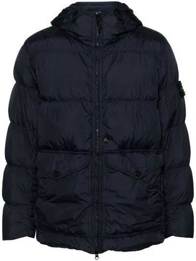 Stone Island Nylon Down Jacket In Blue