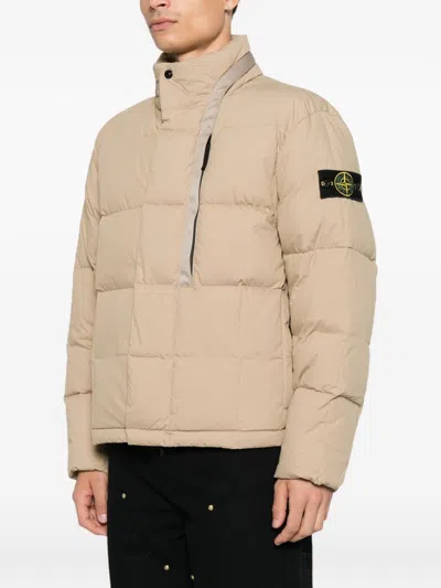 Stone Island Nylon Down Jacket In Neutral