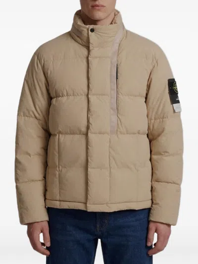 Stone Island Nylon Down Jacket In Neutral