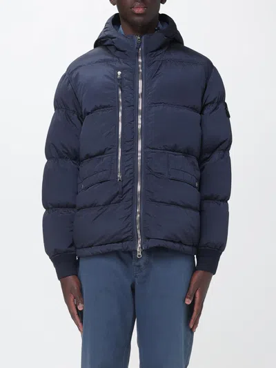Stone Island Nylon Down Jacket With Hood In Blue