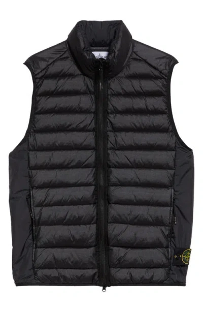 Stone Island Lightweight Puffer Vest With High Collar And Zipper Closure For Ultimate Comfort In Black